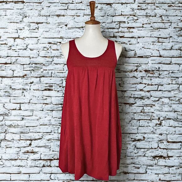 Vintage Theory Red Linen Silk Knit Bubble Hem Dress – Y2K Era, Size P - Picture 1 of 5